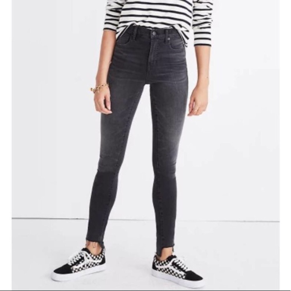Madewell 10” High Rise black wash skinny jeans size 28
